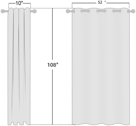 NICETOWN Room Darkening Curtains 108 inch Length - Grommet Thermal Insulated Window Treatments Solid Panels for Living Room/Bedroom/Villa, Stone Blue, W52 x L108, 1 Pair