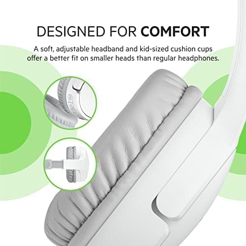Belkin SoundForm Mini - Wireless Bluetooth Headphones for Kids with 30H Battery Life, 85dB Safe Volume Limit, Built-in Microphone - Kids On-Ear Earphones for iPhone, iPad, Fire Tablet & More - White