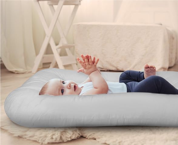 Baby Lounger for Newborn 0-18 Months, Bionic Design Infant Floor Seats & Loungers for Home and Travel, Soft Organic Cotton Baby Lounger, Newborn Babies Shower Gifts
