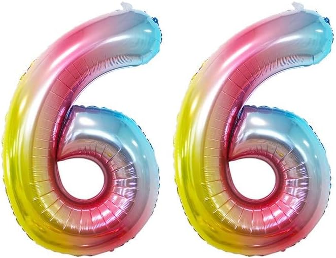 GOER Rainbow Foil Balloons Number 6,Huge Number Balloons for 6th Birthday Party Supplies Anniversary Decorations (3 pcs,42 inch,32 inch,16inch)