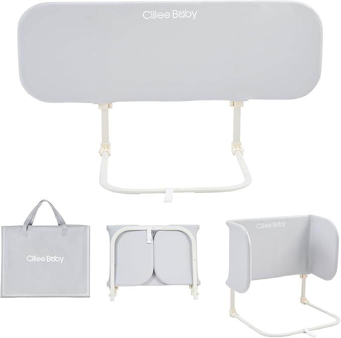 Ciilee Baby Bed Rail for Toddlers Portable Travel Kids Beds Guard Rails for Queen Bed Foldable Children Side Railing for Twin Beds Adjustable Bedrail Barandas para Camas de Niños(Grey,48in