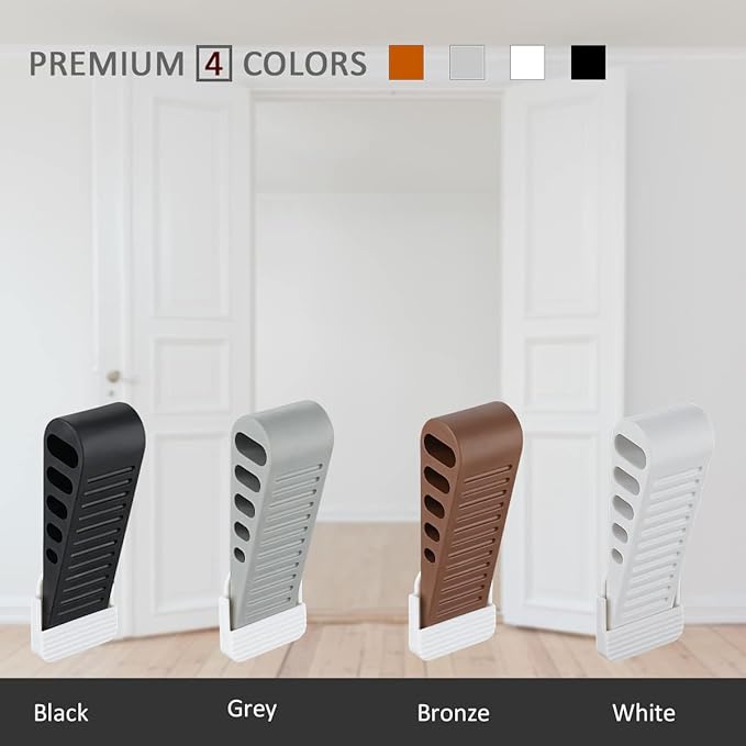 JQK Rubber Door Stopper Wedge, Black 4 Pack Soft TPR Premium Door Stops for Bottom of Heavy Duty Door on Tile, Concrete, Carpet, Wooden Floor, DSB61-BK-P4