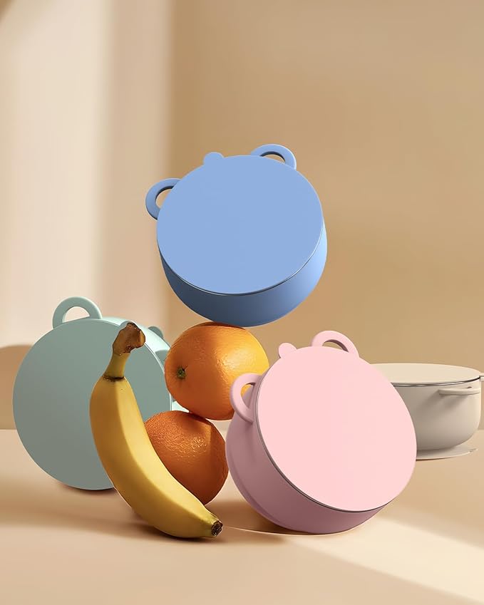 Baby Suction Bowls with Lids 4-Pack, 2-in-1 Stainless Steel 304 Toddler Bowl & Removable Silicone Suction Kids Bowl Plate Set Non Toxic Snack Dishes for Self-Feeding, Organic Bloom