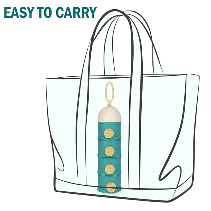 Accmor Formula Dispenser On The Go, 4 Layers Stackable Formula Container to Go, Non-Spill Portable Milk Powder Baby & Kids Snack Container, Green