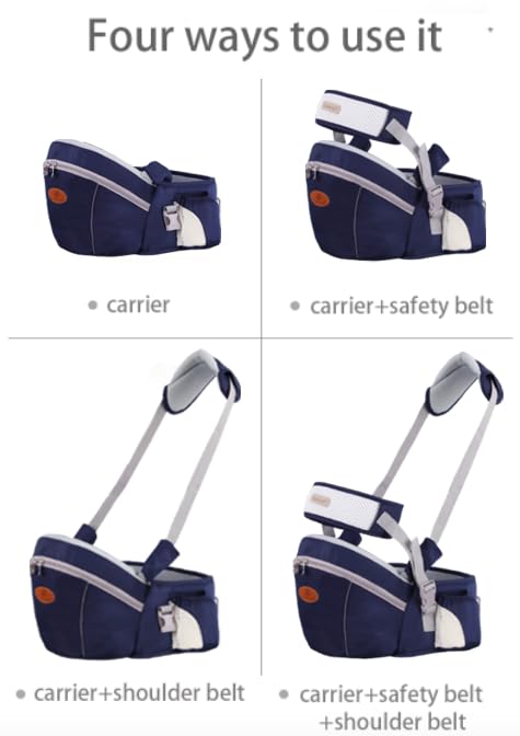 Baby Hip Seat Carrier Baby Waist Stool for Child Infant Toddler with Adjustable Strap Buckle Pocket Soft Inner Huge Storage (Dark Blue)