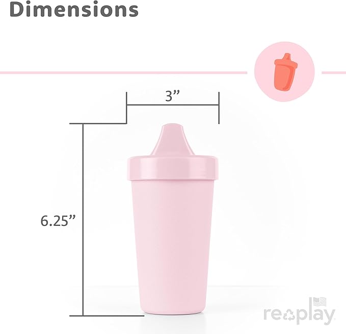 Re-Play Sippy Cups for Toddlers - 10 Oz. Reusable Spill Proof Cups for Kids, Dishwasher/Microwave Safe - Made in USA - Set of 4-3.13" x 6.25" - Modern Blush