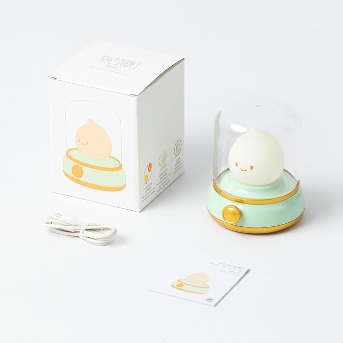 Smiley Night Light for Baby Nursery, Rechargeable Stepless Dimming Small Night Stand Lamps, Cute Forest Green Vintage Lamp Decor Essentials for New Mom, Kids, Baby, Toddler