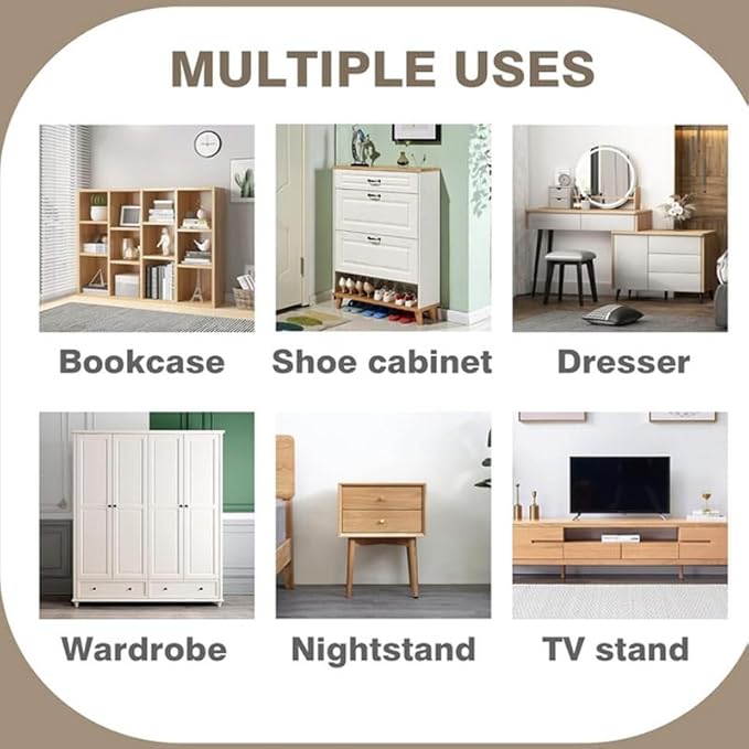 Anti Tip Furniture Anchors for Baby Pet Proofing,Furniture Wall Anchor Furniture Dresser Bookshelf Falling Prevention Device for Children (BLACK-2PACK)