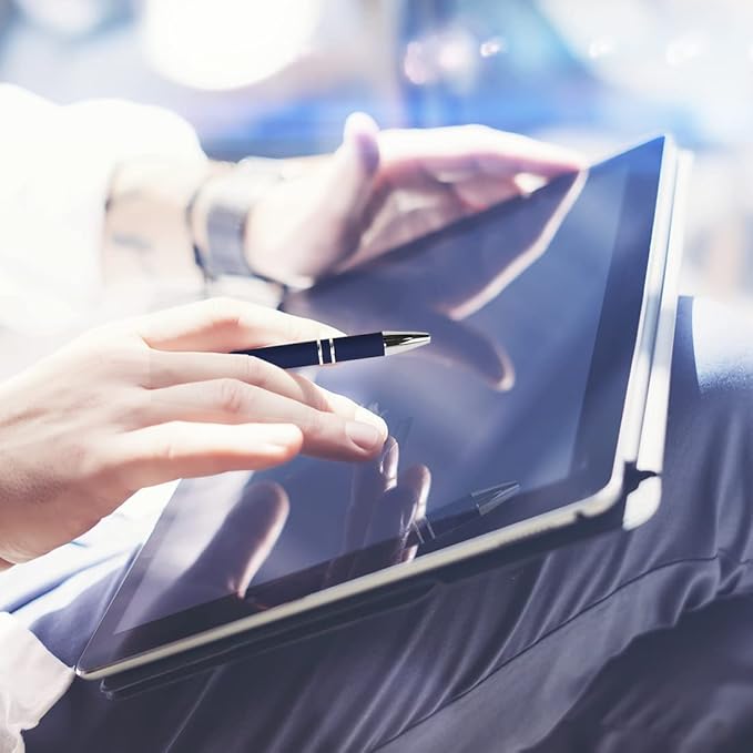 Ballpoint Pen with Stylus Tip, Soft Touch Click Metal Pen, 1.0mm Medium Point, Black Ink, 12 Count(Mixed Color)