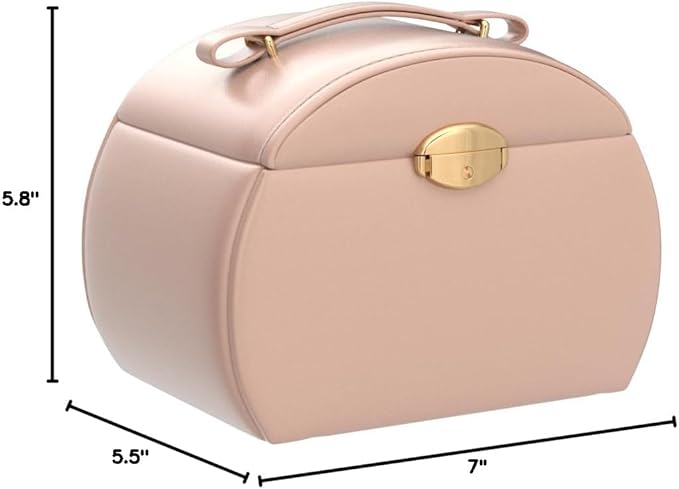 Vlando Musical Jewelry Box with Spinning Ballerina, Lockable Girls’ Jewelry Organizer for Necklaces Rings and Hair Accessories, Gift for Girls and Kids, Pink