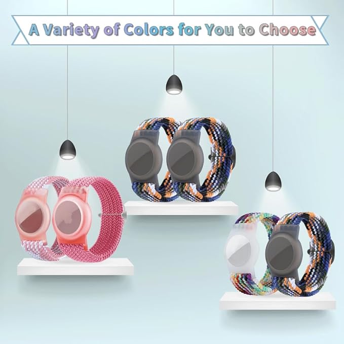 2 Pack Kids Bracelet Compatible with AirTag, GPS Kid Tracker Holder Braided Wristband for Apple Air Tag, 2022 Upgraded Nylon Adjustable Anti Lost Airtag Watch Band for Kids Children Elders