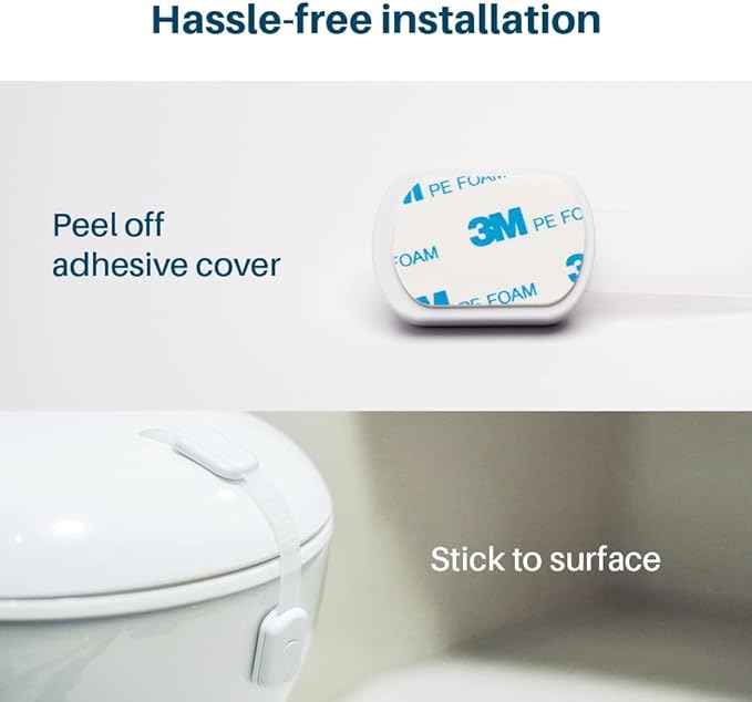 Inaya 12-Pack Child Proof Locks for Cabinet Doors, Drawers, Fridge, Toilet Seat, Dishwasher, Trash Can, Cupboard - 3M Adhesive - No Drilling - Baby Proofing Cabinet Locks