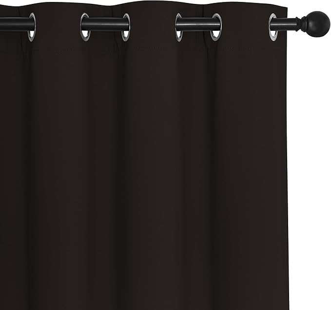 NICETOWN Patio Blackout Curtain Panels - Thermal Insulated Grommet Blackout Drapes Light Blinds Room Darkening Window Treatments for Villa/Cottage (2 Panels, W80 x L95, Toffee Brown)