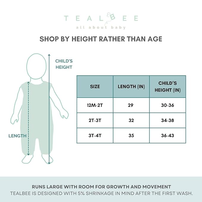 Tealbee Dreamsuit: Toddler Sleep Sack with Feet 3T 4T - 1.5 TOG Winter Baby Wearable Blanket for Walkers - Rayon made from Bamboo, Organic Cotton Sleep Bag - Cookies