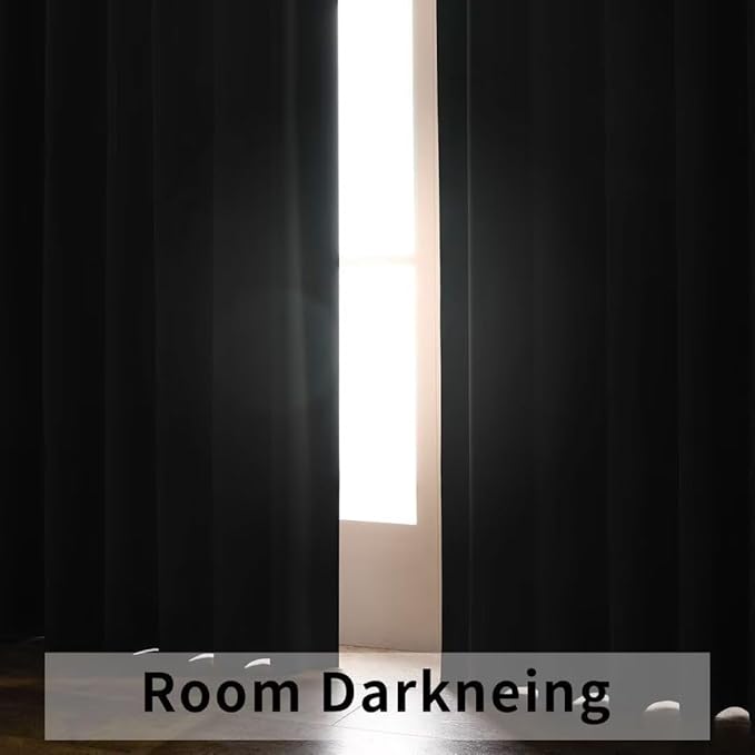 Joydeco Blackout Curtains 108 Inches Long for Bedroom, Thermal Insulated Black Out Curtains 2 Panels Set, Room Darkening Drapes for Living Room Window Rod Pocket Back Tab (W52 x L108 Inch, Dark Grey)