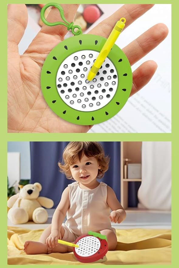 1PCS Pear Magnetic Drawing Board for Kids & Toddlers with Beads and Magnet Stylus Pen - Magnetic Travel Toy for Airplane & Car Ride Activities for Kids