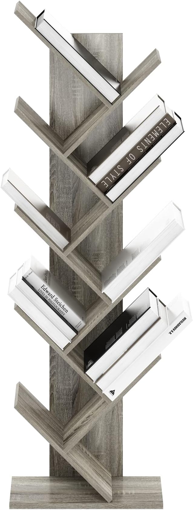 Furinno Tree Bookshelf 9-Tier Floor Standing Tree Bookcase, French Oak
