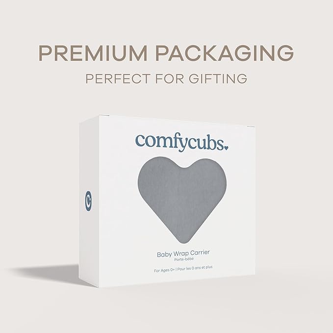 Comfy Cubs Baby Wrap Carrier - Soft & Secure Fit Cotton Blend Baby Carrier Newborn to Toddler - Hands-Free & Lightweight Infant Wrap - Adjustable, One Size Fits All Toddler Sling - Slate Grey