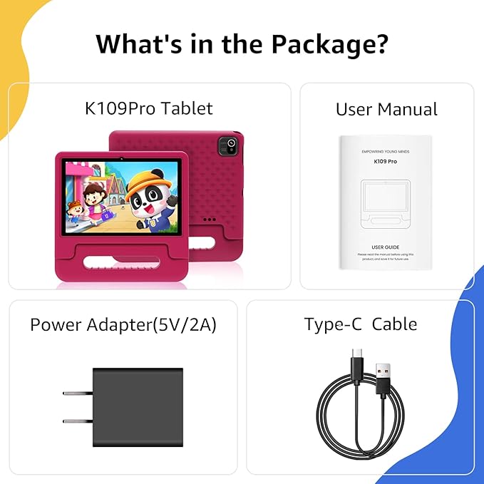 ApoloSign Kids Tablet 2025, 10.1 inch Tablet for Kids, Octa-core, 6 GB RAM, 64GB ROM Tablets for Toddlers with Parental Control, 8-hr Battery, Wi-Fi6, BT5.0, Droop-Proof Case (Pink)