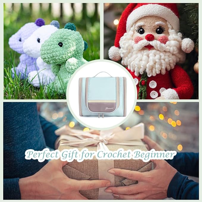 Yarniss Crochet Kits with Case, Beginner Crochet Set Includes 1050 Yards Crochet Yarn & 12 Size Ergonomic Crochet Hooks