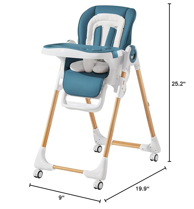 Mallify Convertible High Chairs for Babies and Toddlers, Height Adjustable Baby High Chair, High Chair with Removable Tray, Adjustable Backrest, Portable Baby Dinning Chair with Lockable Wheels