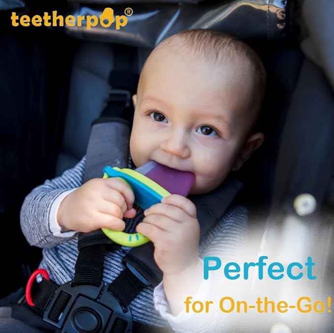 Teetherpop Fillable Silicone Teether for Babies – Cooling Teething Relief - Breastmilk Popsicle Molds for Teething with Spill-Proof Sippy Slits – Pureed Baby Fruit Feeder (FuchsiaPink)