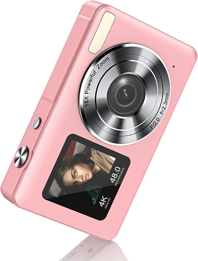 Digital Camera,Autofocus 4K Vlogging Camera for Photography with 32GB Card,48MP Portable Compact Point and Shoot Kids Digital Cameras for Kids Boys Girls with 18X Zoom,Anti-Shake