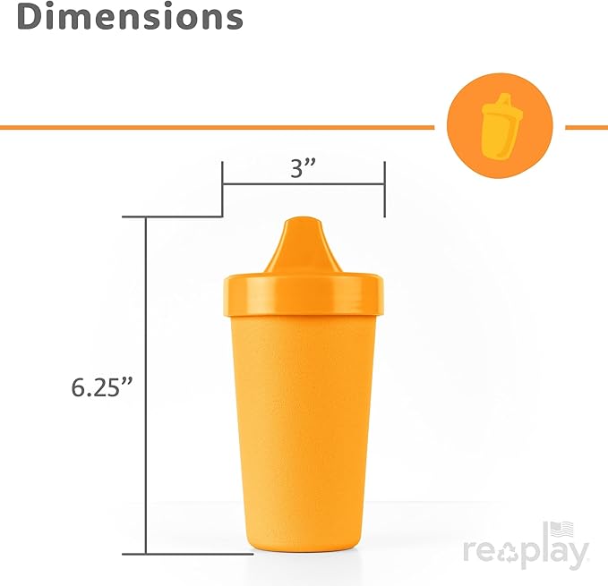 Re-Play Sippy Cups for Toddlers - 10 Oz. Reusable Spill Proof Cups for Kids, Dishwasher/Microwave Safe - Made in USA - Set of 4-3.13" x 6.25" - Aqua Asst.