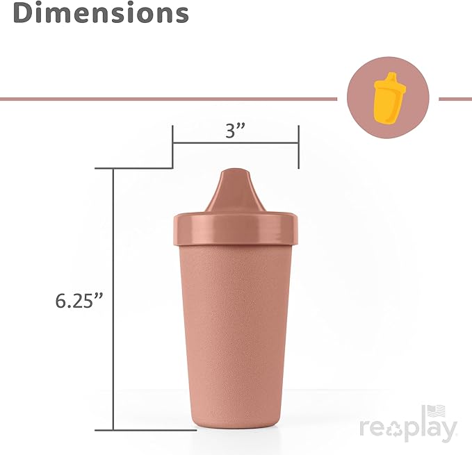Re-Play Sippy Cups for Toddlers - 10 Oz. Reusable Spill Proof Cups for Kids, Dishwasher/Microwave Safe - Made in USA - Set of 3-3.13" x 6.25" - Blossom