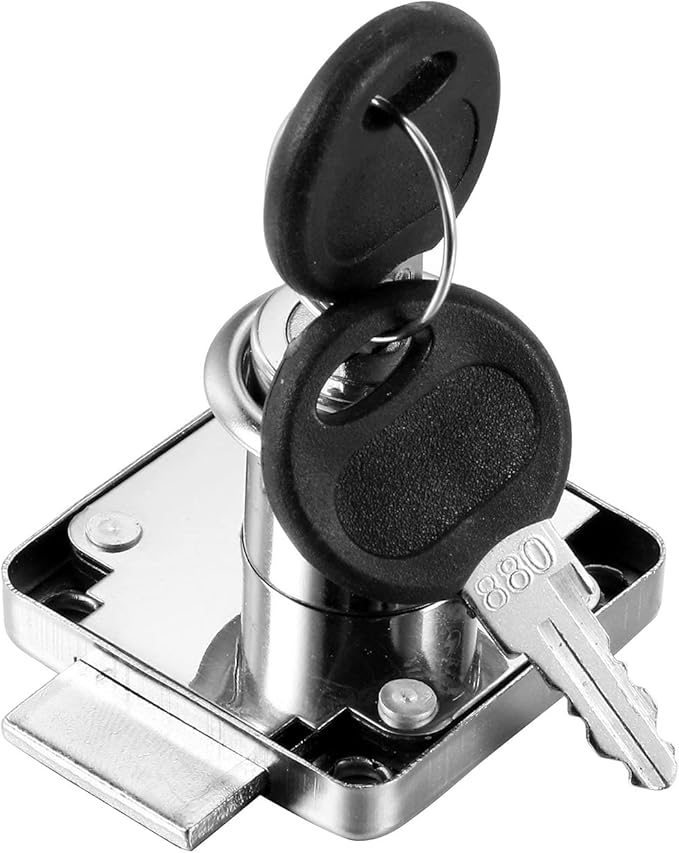 4 Pack Cabinet Drawer Locks with Keys, Keyed Alike Furniture Locker Lock, 3/4" 20mm Cylinder Cam Drawer Locks Chrome-Finish Zinc Alloy, Security cam Drawer Lock for Wardrobe Dresser Mailbox