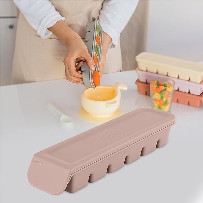 Silicone Freezer Trays with Lid,2ea 1oz 6 Section-Leak Proof Silicone Freezer molds for Homemade Baby Food Breastmilk, Purees, Vegetables, Fruit, Baby Food Jars Ice Tray with Lid BPA Free Brown