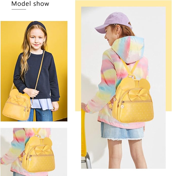 KL928 Girls Bowknot Polka Dot Cute Mini Backpack Small Daypacks Convertible Shoulder Bag Purse for Women