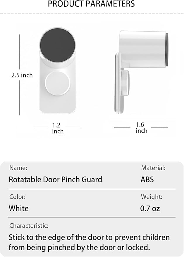 Kytasryl Door Pinch Guard, Baby Proofing Door Stoppers with 180° Rotating Self Adhesive Base, Children Anti-Pinch Door Stopper, Keep Finger Safe (3 PCS)