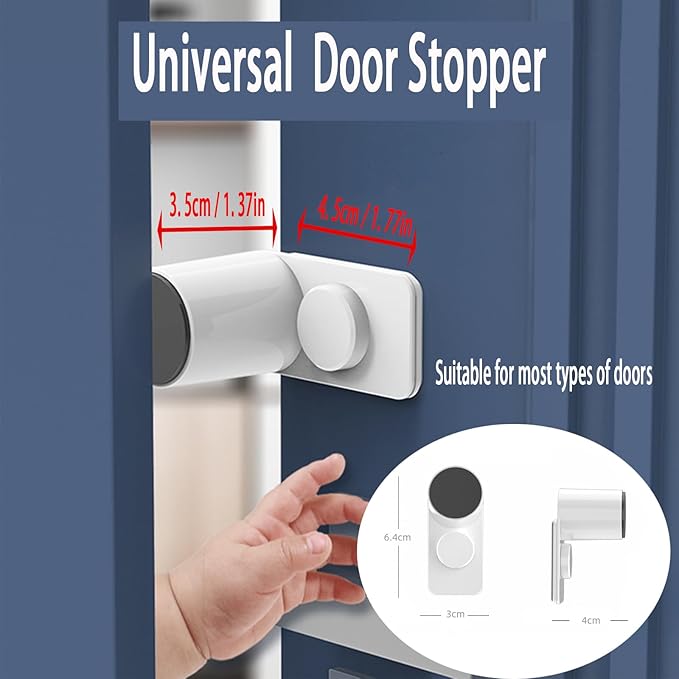 CMINGJ (4 Pack) Adjustable Door Guard Door Stop, Door slam Stopper, Finger Pinch Guard,Revolving Door Stopper for Baby Child Proofing, Anti Door slam, Pet Door Stopper, Easy to Install,White