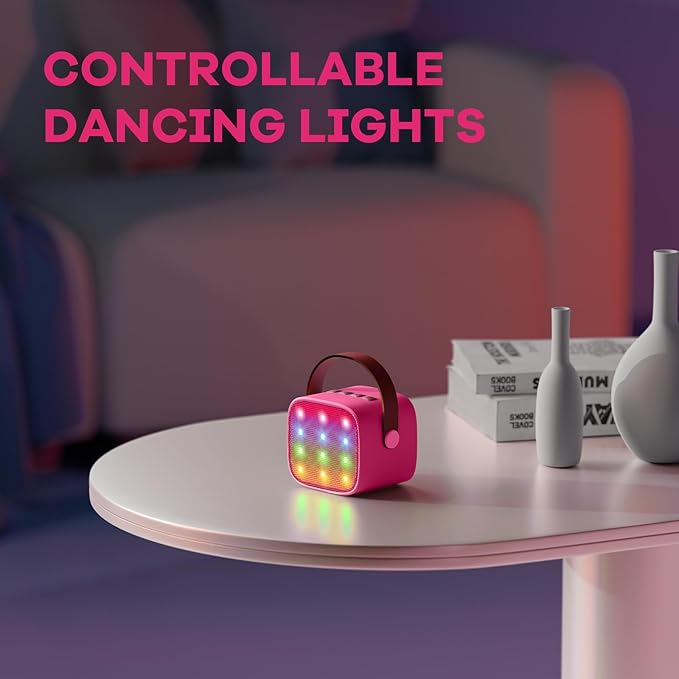 YLL Mini Karaoke Machine for Kids Toys, Portable Bluetooth Speaker with 2 Wireless Microphones, Birthday Gifts for Girls 3, 4, 5, 6, 7, 8, 9, 10, 11, 12+ Years Old Toddler Teens (Hotpink)