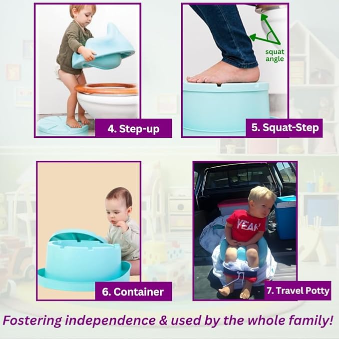 Pediatrician-Approved Squat Position for Easier Pooping & Elimination Communication (EC) | 7-in-1 Potty Training Seat | Includes Footrest, Step Stool & Toddler Toilet Seat | Reduces Diaper Waste