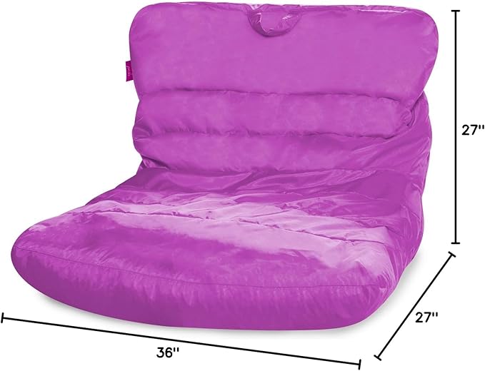 Posh Creations Structured Comfy Seat for Bedrooms and Dorm Rooms, Large Bean Bag Chair, Laguna Lounger, Purple