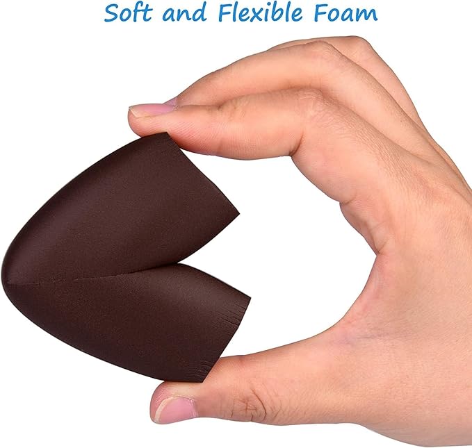12-Pack Corner Protectors Baby Proof, Furniture Corner and Edge Safety Bumpers, Soft Rubber Foam Cushion Covers, 3M Taped Corner Guards, Baby Child Proofing Pads, Table Corner Protectors, Brown