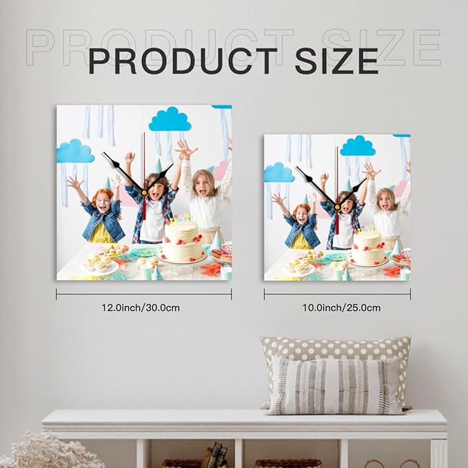 Generic Custom Clocks for Walls Personalized Clocks with Photo Text Logo Customized Round Clock for Birthday Wedding Present Family Friends Gifts, 12inch-30cm