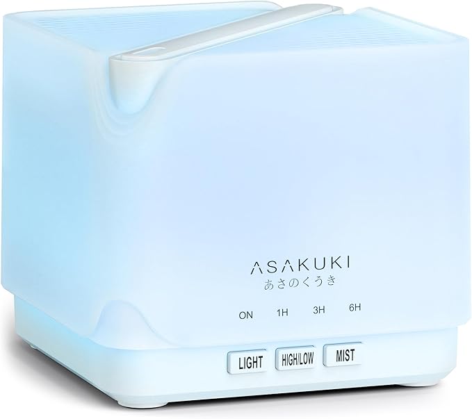 ASAKUKI Essential Oil Diffuser, Multifunctional Ultrasonic Aromatherapy Fragrant Oil Vaporizer Humidifier with Timer, Auto-Off Safety Switch, and 7 LED Light Colors, 700 ml (White)