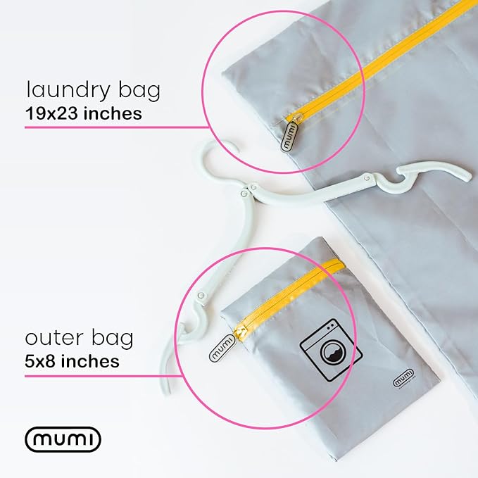 MUMI Travel Laundry Bag – Moisture & Smell-Proof Wash Bag with Folding Hanger & Outer Pouch | Large Washable Bags for Suitcase, Gym & Packing | Clothes Organizer for Trips & Storage - Aqua