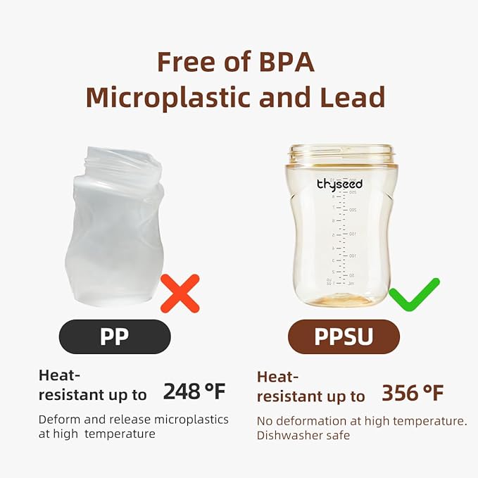 PPSU Natural Breast-Like Bottle with Nipple(3-7 Months),10oz,2pack