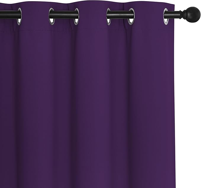 NICETOWN Room Darkening Curtains for Nursery, Grommet Thermal Insulated Light Blocking Window Treatments Sound Reducing for Bedroom, W37 x L72, 2 Panels, Royal Purple