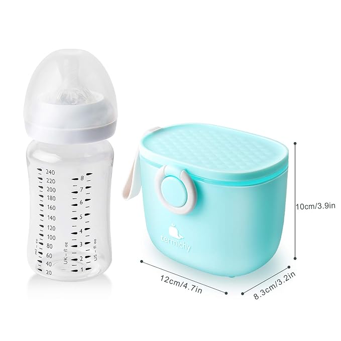 Termichy Baby Formula Dispenser, Portable Milk Powder Dispenser Container with Carry Handle and Scoop for Travel Outdoor Activities with Baby Infant, 8.8OZ, 0.55LB, 250g (Blue-2pack)