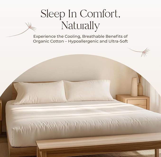 Organic Waterproof Mattress Protector King Size - 100% Waterproof Mattress Pad with Extra Soft Quiet & Breathable Triple Layer Protection - GOTS Certified Machine Washable Deep Pocket Design (King)