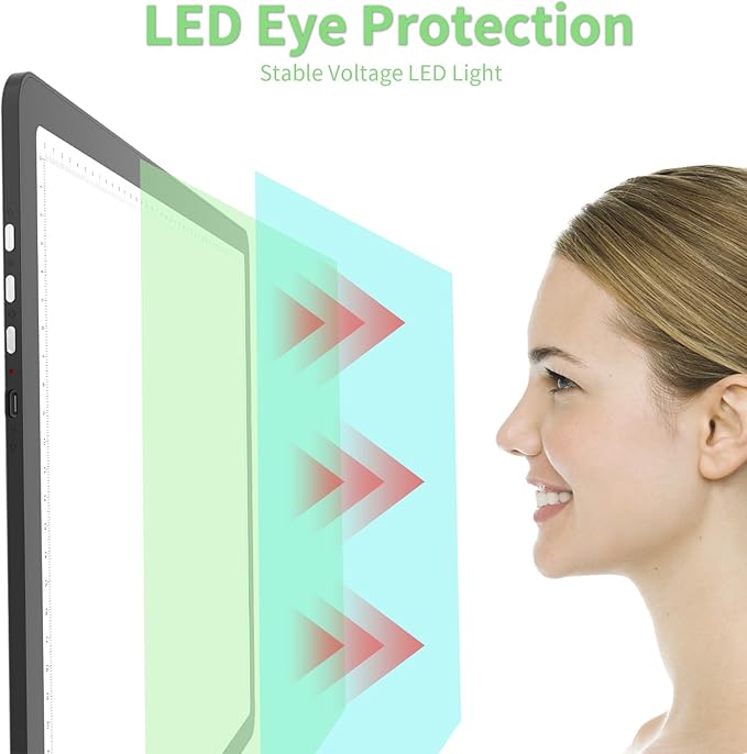 KOBAIBAN A3 Magnetic Light Box for Tracing, Rechargeable Diamond Art Light Board with Side Physical Buttons, 3 Color Light Modes Super Bright Light Pad Light Table for Drawing, Weeding Vinyl (Black)