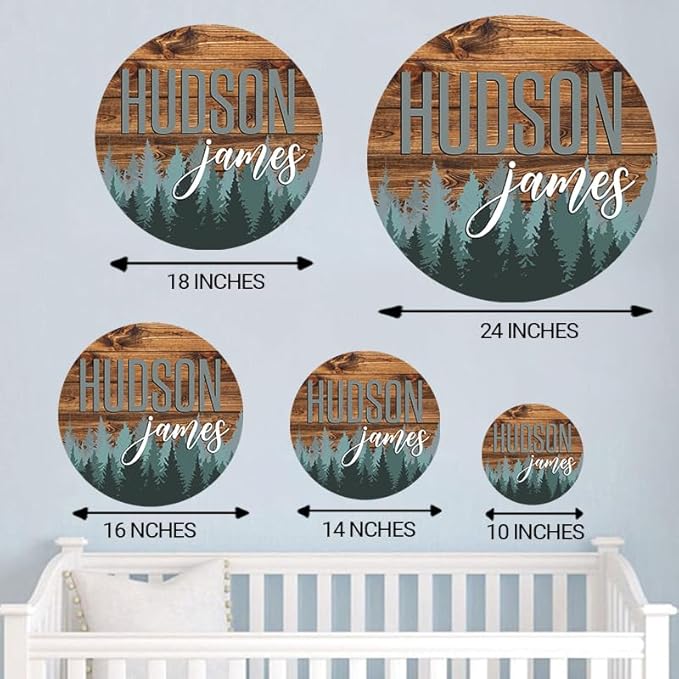 Personalized Wooden Name Sign, Round 3D Nursery Name Sign, Baby Name Sign, Wooden name signs for nursery, Woodland Forest nursery decor, Baby Shower, Name signs for kids room, Nursery art gift/12