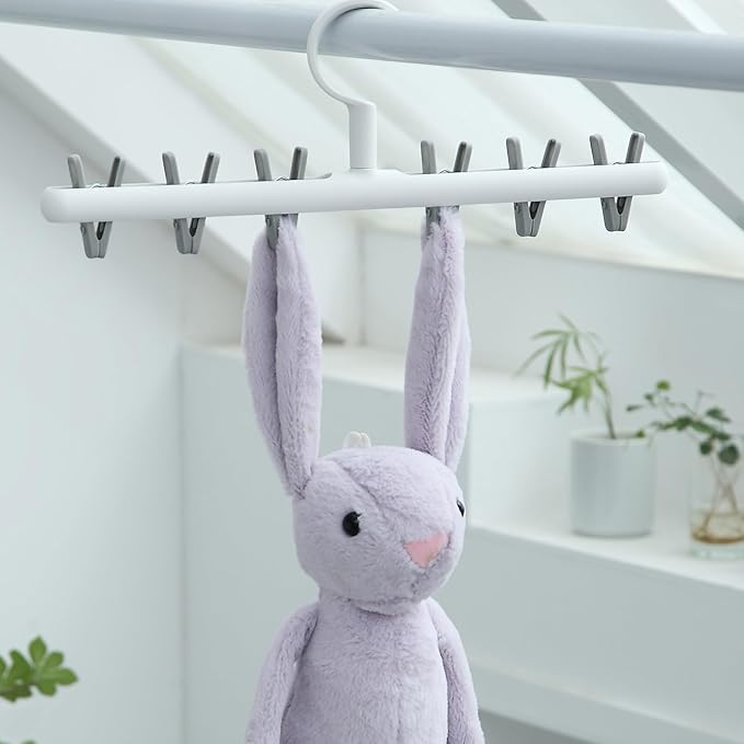 Clothes Hanger 2 Pack Clothes Drying Racks Windproof for Drying Socks Bras Underwears Baby Clothes Hats Scarfs Towels Pants and Gloves Diaper Grey Orange