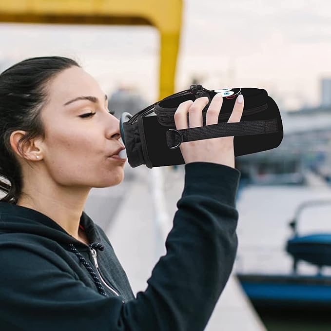 25/32/40/64oz Water Bottle Bag Holder Carrier-Insulated Crossbody Sling Case Sleeve with Strap & Pockets for Men Women Gym Cycling Travel Walking Hiking Camping