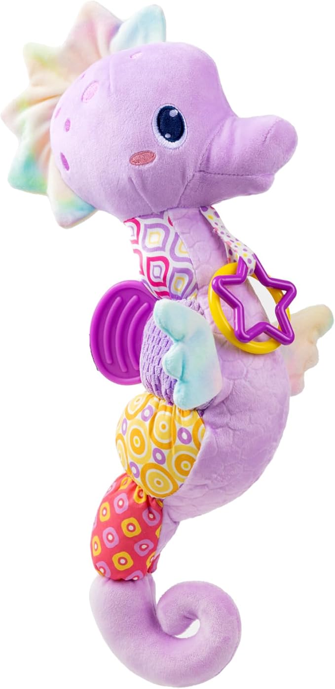 LIGHTDESIRE Baby Toys Musical Seahorse,Infant Stuffed Animals Toy with Crinkle & Rattles,Soft Sensory Toy with Textures,Newborn Toys for Baby Girls Boys 0 3 6 12 Months(Purple)